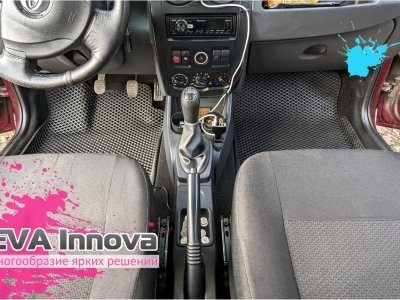 Коврики EVA 3D c бортами для Lada Largus (7 мест) большой 3 ряд